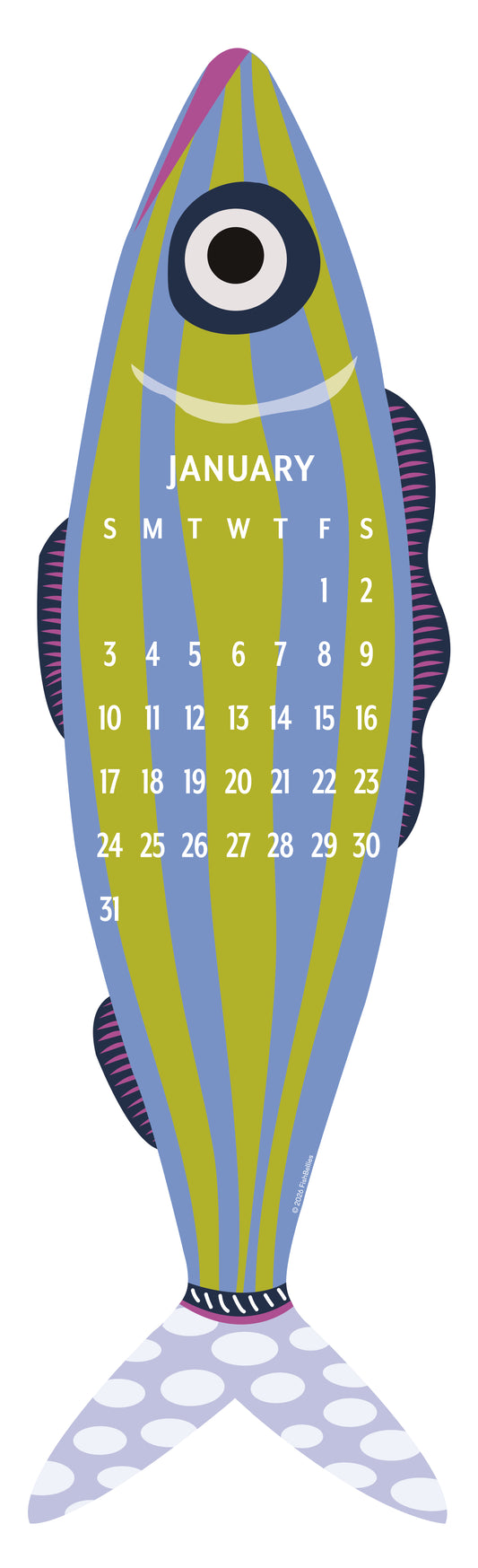 2027 Giant Fish Wall Calendar - REFILL ONLY/Hanger sold separately