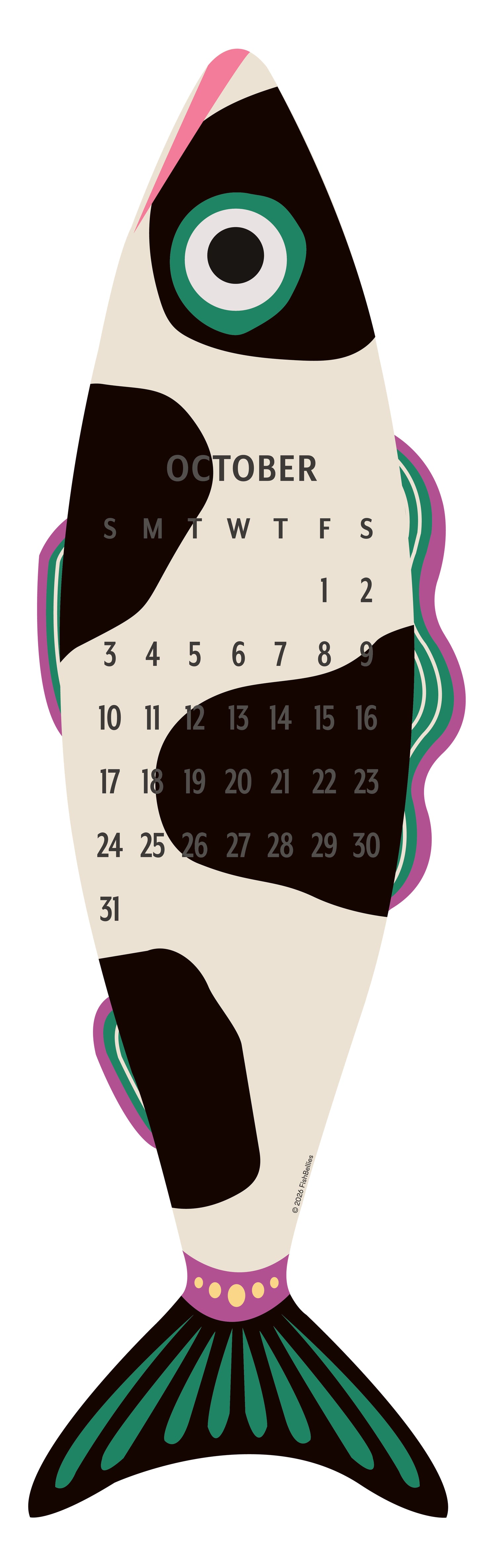 2027 Giant Fish Wall Calendar - REFILL ONLY/Hanger sold separately