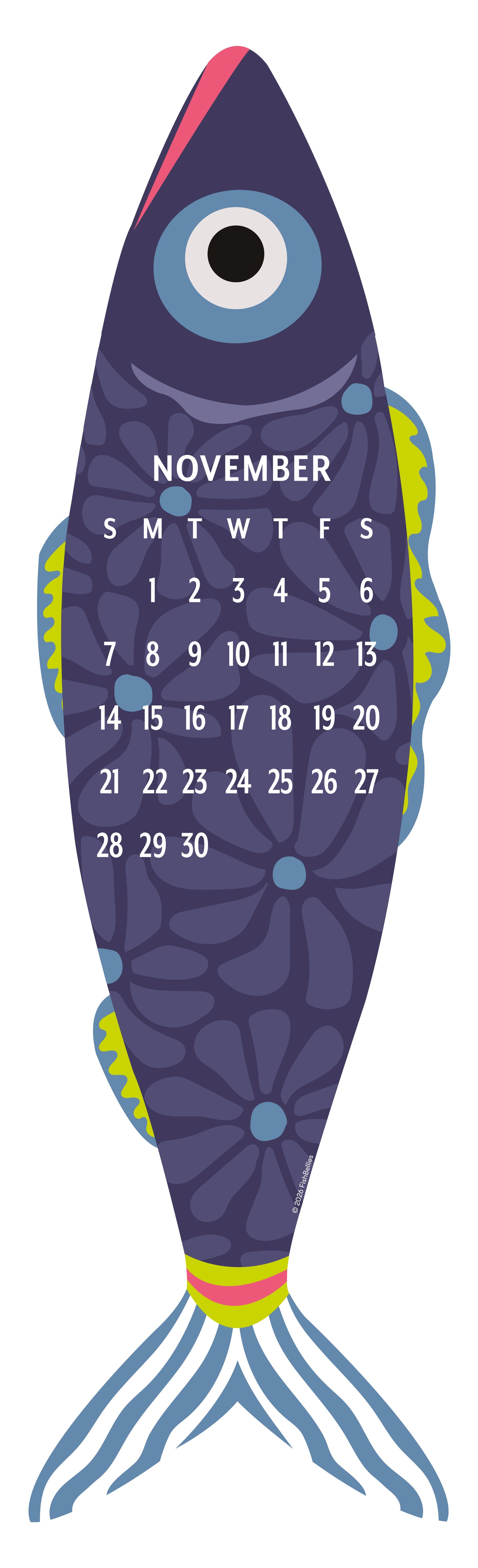 2027 Giant Fish Wall Calendar - REFILL ONLY/Hanger sold separately