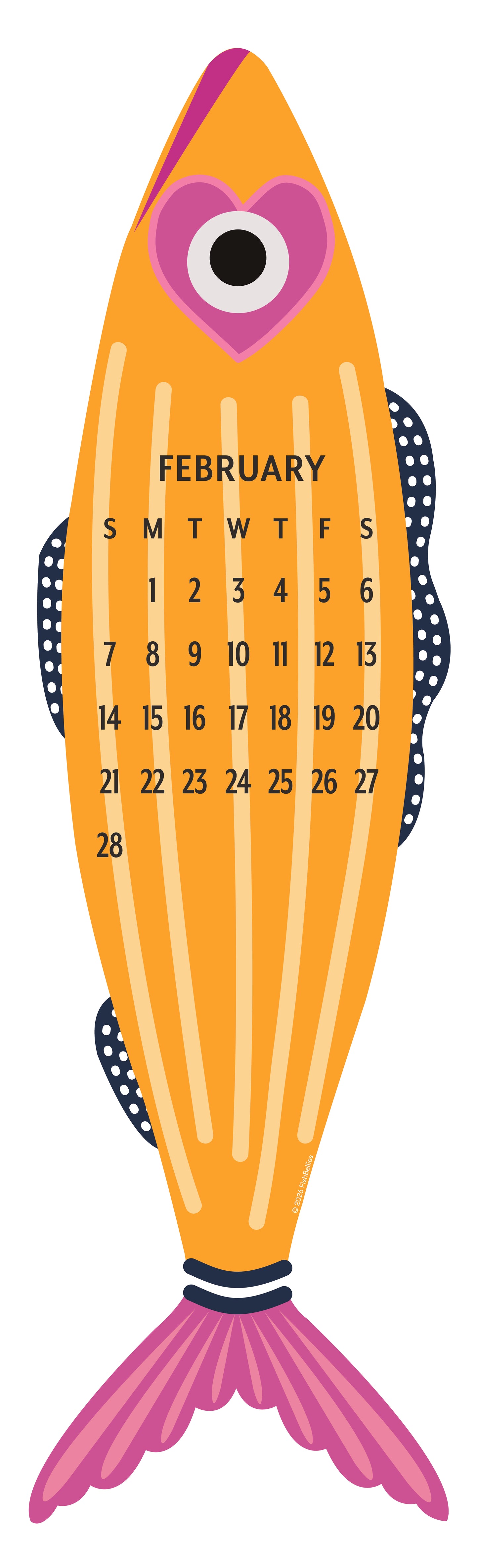 2027 Giant Fish Wall Calendar - REFILL ONLY/Hanger sold separately