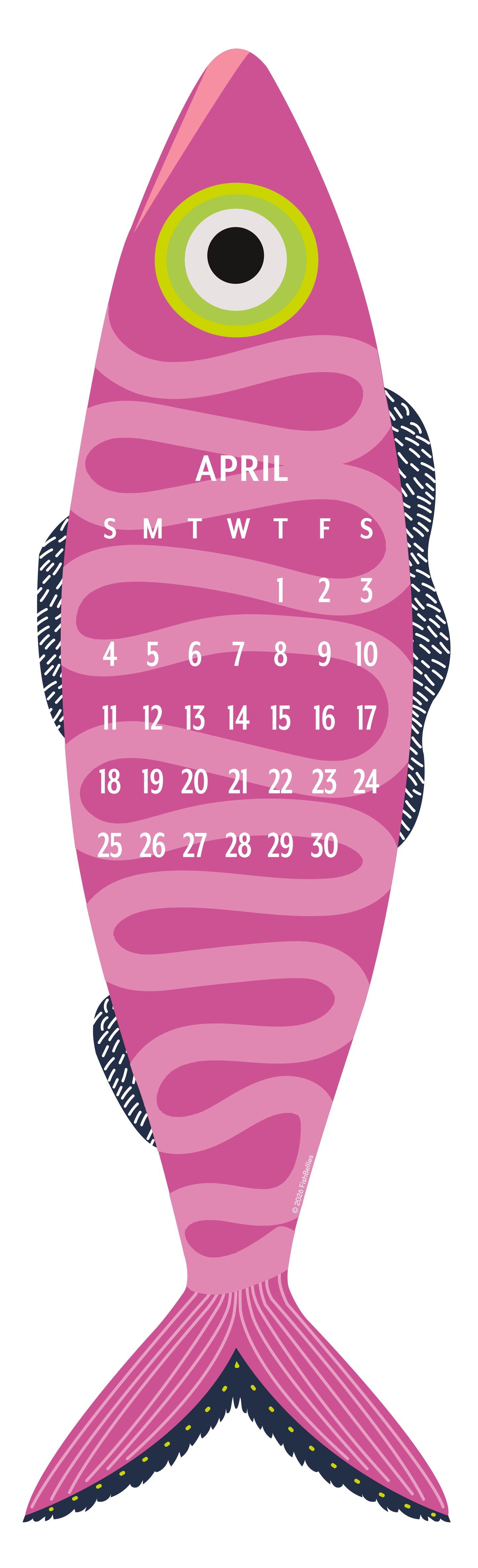 2027 Giant Fish Wall Calendar - REFILL ONLY/Hanger sold separately