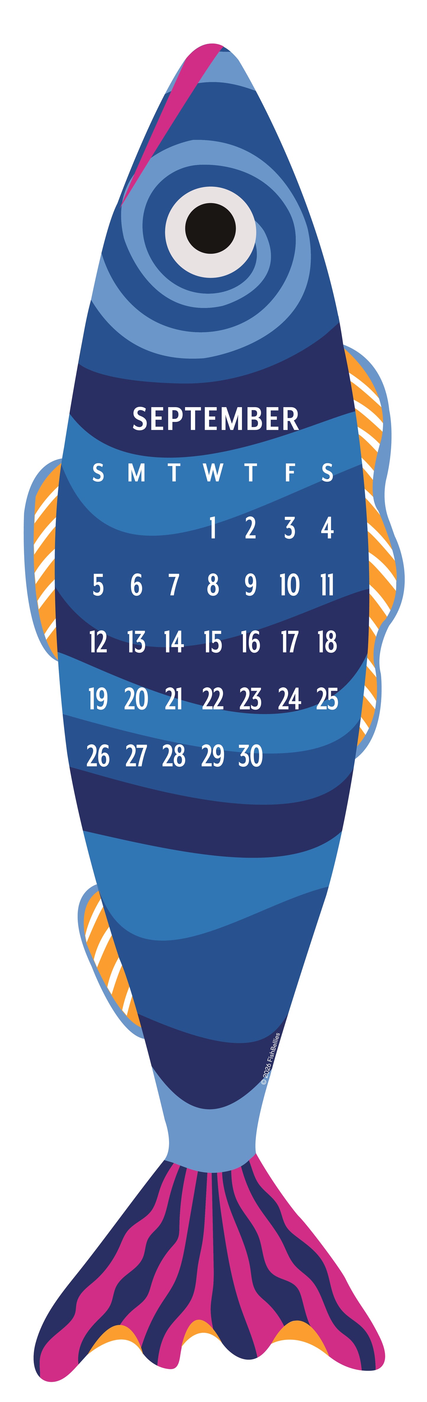 2027 Giant Fish Wall Calendar - REFILL ONLY/Hanger sold separately