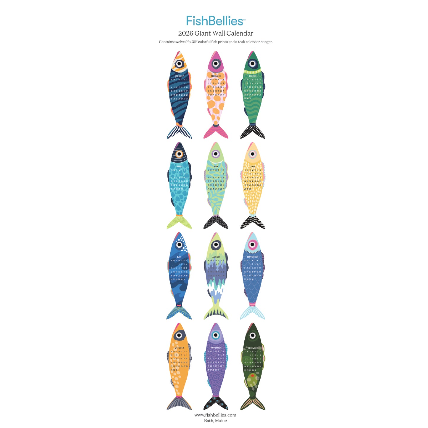 2026 Giant Fish Wall Calendar - REFILL ONLY/Hanger sold separately